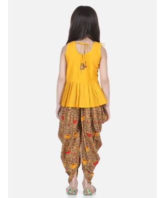 Brown Rayon Patch Top Dhoti for Girls 4