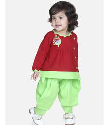 Maroon Mor Embroidery Top Dhoti For Girls