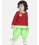 Maroon Mor Embroidery Top Dhoti For Girls