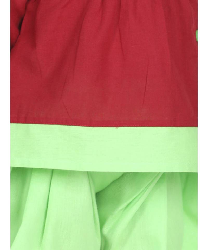 Maroon Mor Embroidery Top Dhoti For Girls