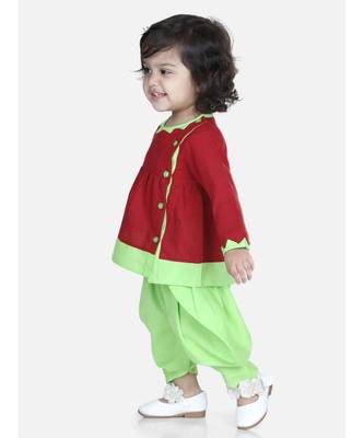 Maroon Mor Embroidery Top Dhoti For Girls 3