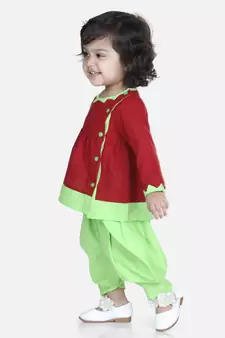 Maroon Mor Embroidery Top Dhoti For Girls