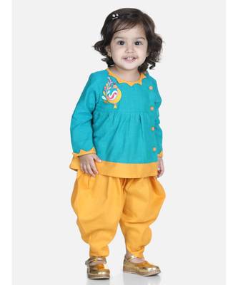 Green Mor Embroidery Top Dhoti For Girls 1