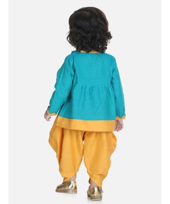 Green Mor Embroidery Top Dhoti For Girls 4