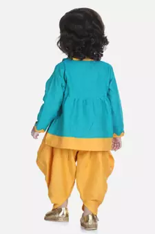 Green Mor Embroidery Top Dhoti For Girls