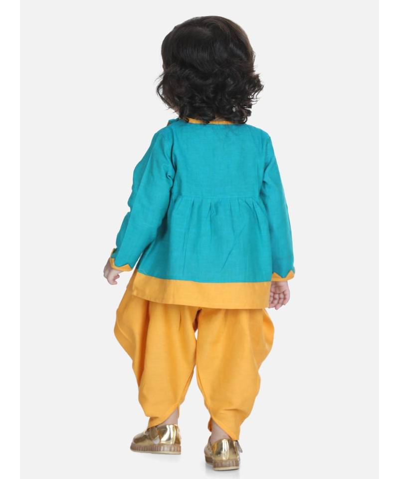Green Mor Embroidery Top Dhoti For Girls