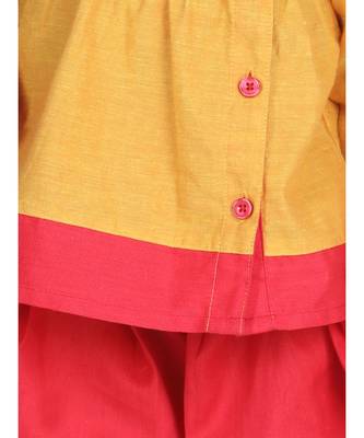 Yellow Mor Embroidery Top Dhoti For Girls 2