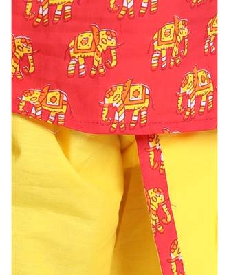Red Hathi Print Infant Cotton Dhoti kurta 4