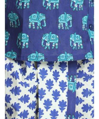 Blue Hathi Print Infant Cotton Dhoti kurta 3