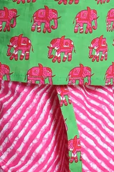 Green Hathi Print Infant Cotton Dhoti kurta