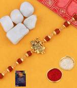 Bracelet Rakhi Rudraksh  Shreenathji   For Bhaiya With Roli Chawal And Greeting Card
