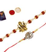 Rakhi  Rudraksh  Ganpati Ji  With   BHAI  Designe  With Roli Chawal And  Greeting Card