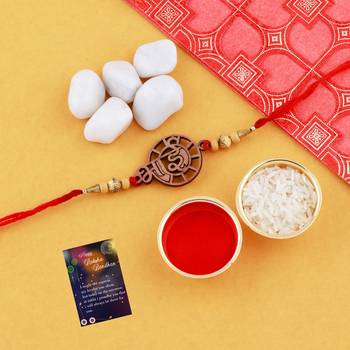 Rakhi  Rudraksh  Ganpati Ji  With   BHAI  Designe  With Roli Chawal And  Greeting Card 3