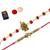 Rakhi Rudraksh  Radha Krishna  With  Stylish Designer Look  Rakhi With Roli Chawal And  Greeting Card