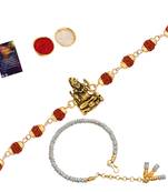 Rakhi Rudraksh  Shiv Ji  With Bhabhi Rakhi With Roli Chawal And Greeting Card