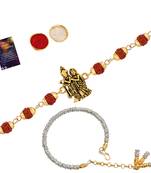 Rakhi Rudraksh   Radha Krishna  With Bhabhi Rakhi With Roli Chawal And Greeting Card