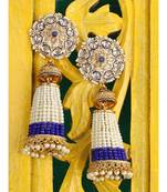 Styylo Fashion Pearl Taselled White and Blue Gold Plated Traditional Earring