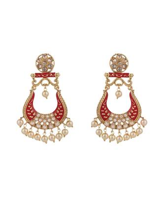 Styylo Fashion Traditional Gold Plated Enamelled Pearl Light Weight Earring 2