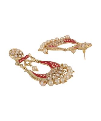 Styylo Fashion Traditional Gold Plated Enamelled Pearl Light Weight Earring 3