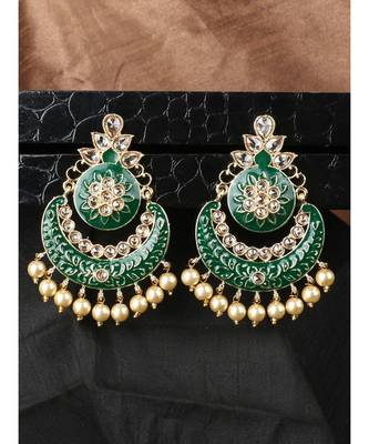 Styylo Fashion Traditional Gold Plated Enamelled Pearl Light Weight Earring 1