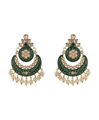 Styylo Fashion Traditional Gold Plated Enamelled Pearl Light Weight Earring 2
