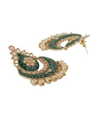 Styylo Fashion Traditional Gold Plated Enamelled Pearl Light Weight Earring 3
