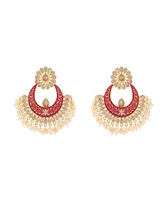 Styylo Fashion Traditional Gold Plated Enamelled Pearl Light Weight Earring 2