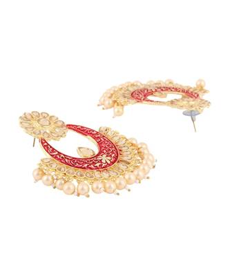 Styylo Fashion Traditional Gold Plated Enamelled Pearl Light Weight Earring 3