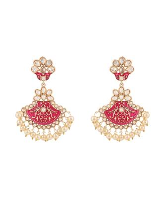 Styylo Fashion Traditional Gold Plated Enamelled Pearl Light Weight Earring 2