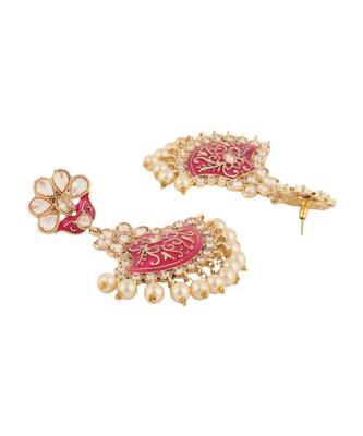Styylo Fashion Traditional Gold Plated Enamelled Pearl Light Weight Earring 3