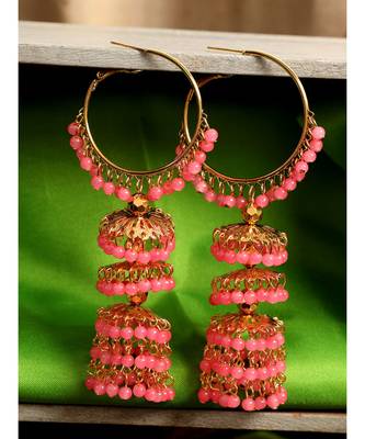 Styylo Fashion Stylish Party Wear Pearl Light Weight Hoop And Jhumka Earring 1