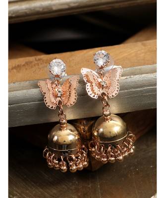Styylo Fashion Gold Plated Stylish Partywear Butterfly Shape Jhumka Earring 1