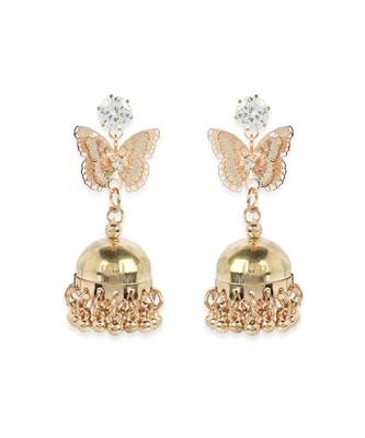Styylo Fashion Gold Plated Stylish Partywear Butterfly Shape Jhumka Earring 2