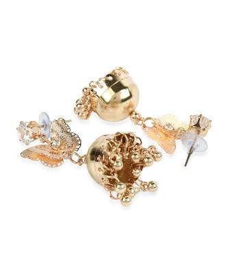 Styylo Fashion Gold Plated Stylish Partywear Butterfly Shape Jhumka Earring 3