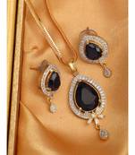 Styylo Fashion Party Wear American Diamond Pendant with Chain And Earring
