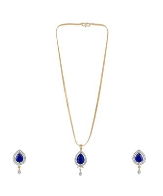 Styylo Fashion Party Wear American Diamond Pendant with Chain And Earring 2