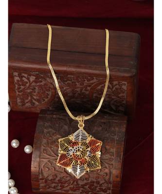 Styylo Fashion Party Wear Light Weight Enamelled Star Shape Pendant with Chain 1