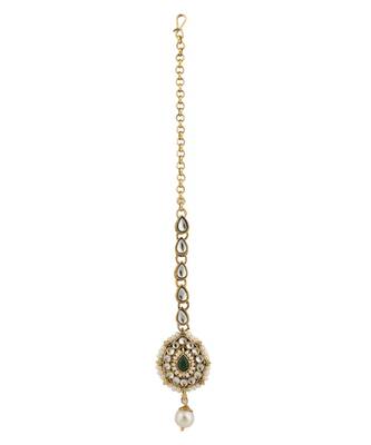Styylo Fashion Traditional Green Stone and Beads Choker Necklace with Earring and mangtika 4