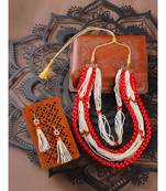 Styylo Fashion Designer Exclusive Beads and Pearl Red White Multi Strand Necklace