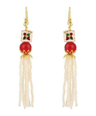 Styylo Fashion Designer Exclusive Beads and Pearl Red White Multi Strand Necklace 3
