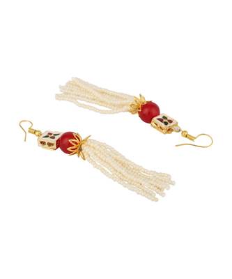 Styylo Fashion Designer Exclusive Beads and Pearl Red White Multi Strand Necklace 4
