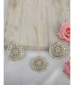 Styylo Fashion Traditional Gold Plated Kundan Studded Bridal Earring with Mangtika