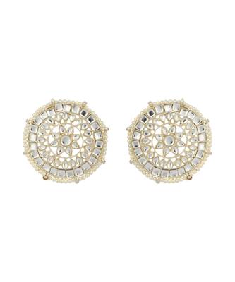 Styylo Fashion Traditional Gold Plated Kundan Studded Bridal Earring with Mangtika 3