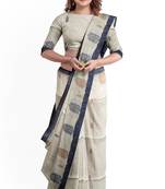 Grey Woven Khadi Cotton Jamdani Saree With Blouse
