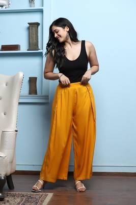 Mustard Solid Rayon Palazzo 3