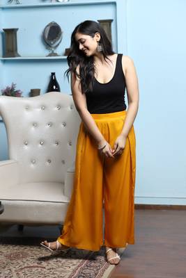 Mustard Solid Rayon Palazzo 4