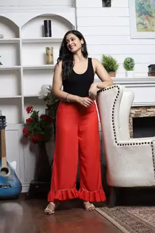 Coral Solid Rayon Palazzo