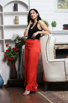Coral Solid Rayon Palazzo