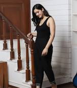 Black Solid Cotton Flex Pant