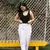 WHITE SOLID COTTON FLEX PANT